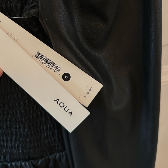 NEW Aqua Black Leather Long Sleeve Top - Picture 3 of 5